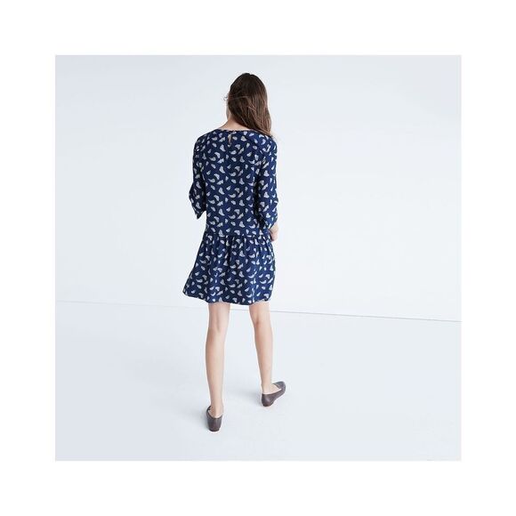 ✨Madewell et Sézane® Silk Anna Drop-Waist Dress in Leaf Print✨ - Picture 3 of 9
